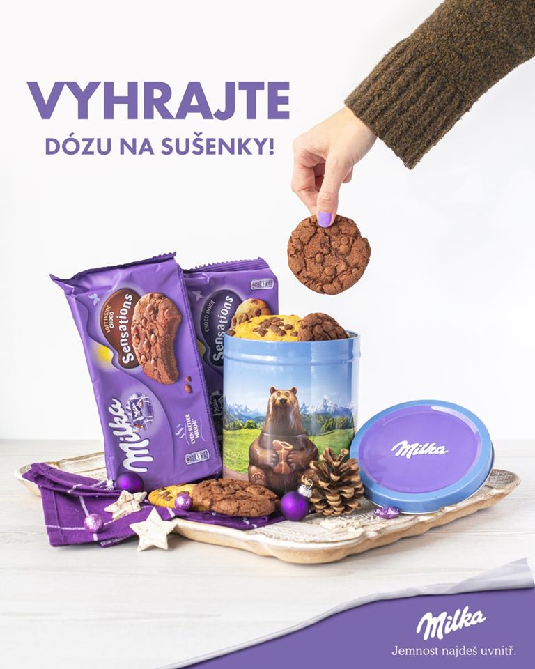 Soutěžíme o 10 dóz s motivem medvědice Mama Bear a sušenky Milka Cookie Sensation k tomu.