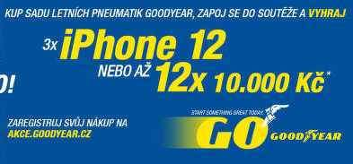 Každých 14 dní 72 000 Kč! Zapojte se do obří soutěže GOODYEAR