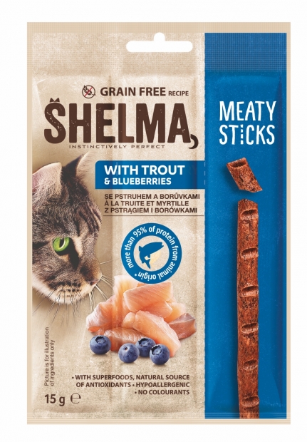 Soutěžte o kočičí pamlsky Shelma Meaty Sticks